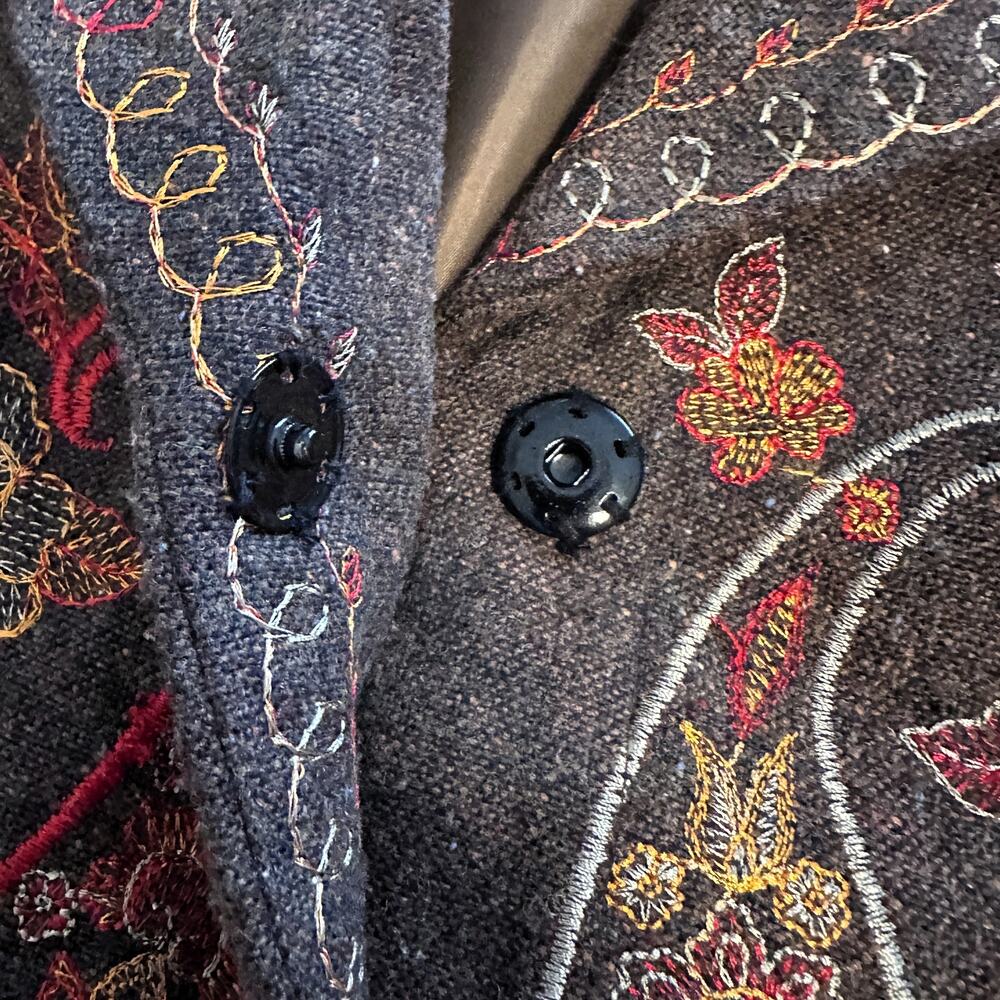 Coldwater Creek Embroidered Tweed Blazer Womens Medium Brown Paisley Wool Blend - Picture 7 of 9